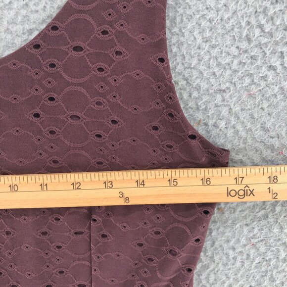 LOFT Dress Womens Small Purple Eyelet Lace Cutout Back Stretch Mini Sleeveless - Picture 7 of 11